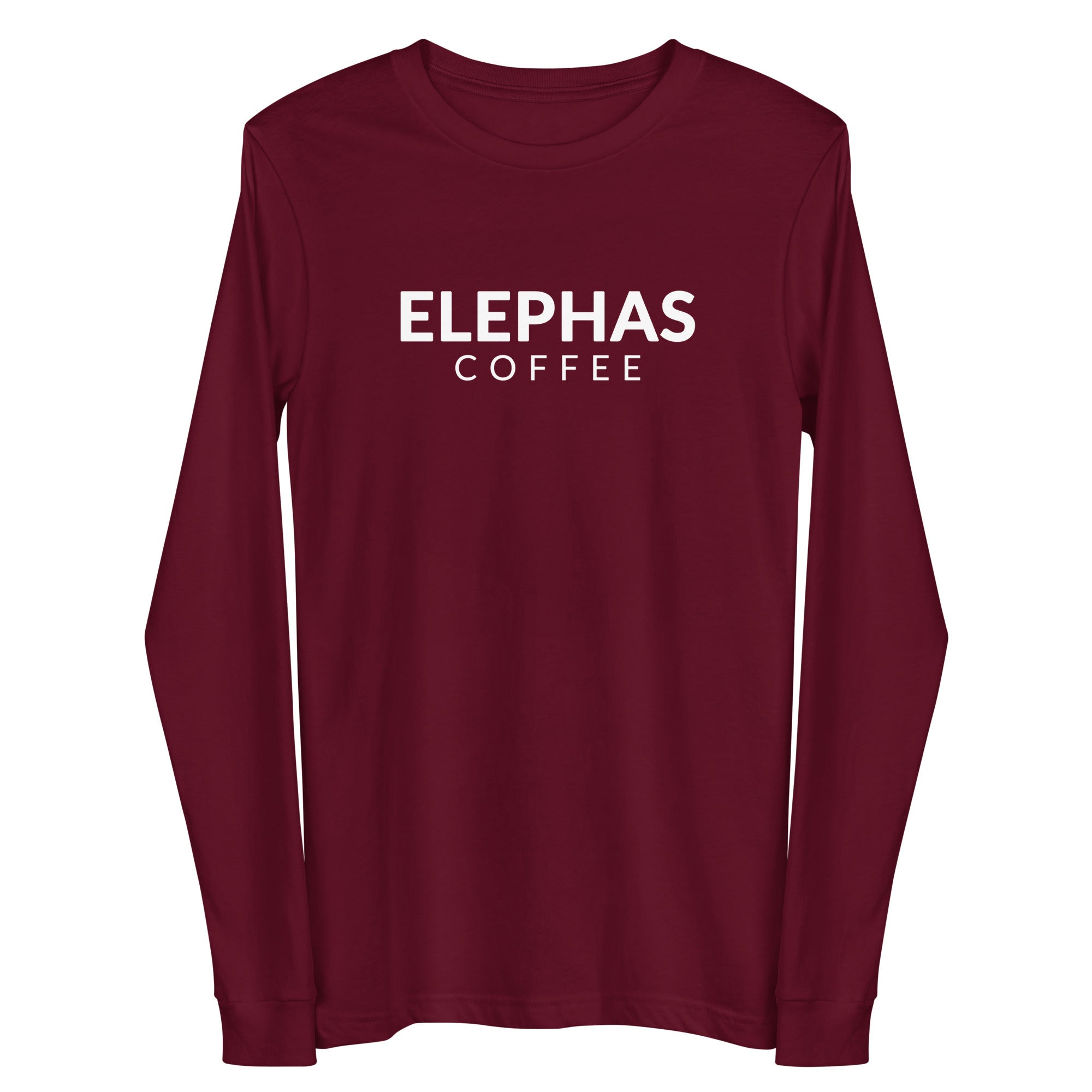 Elephas Coffee Unisex Long Sleeve Tee - Maroon