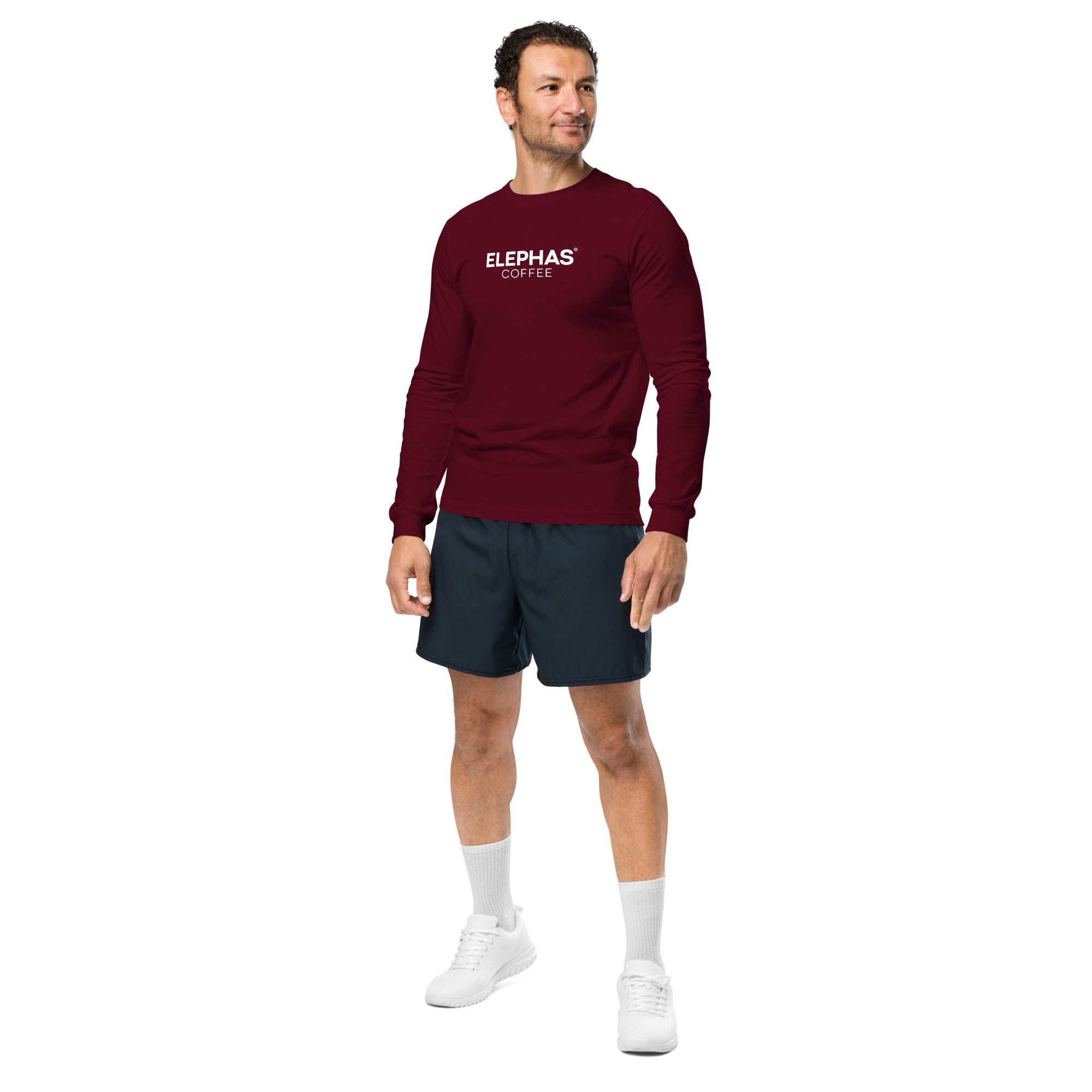 Elephas Coffee Unisex Long Sleeve Tee - Maroon