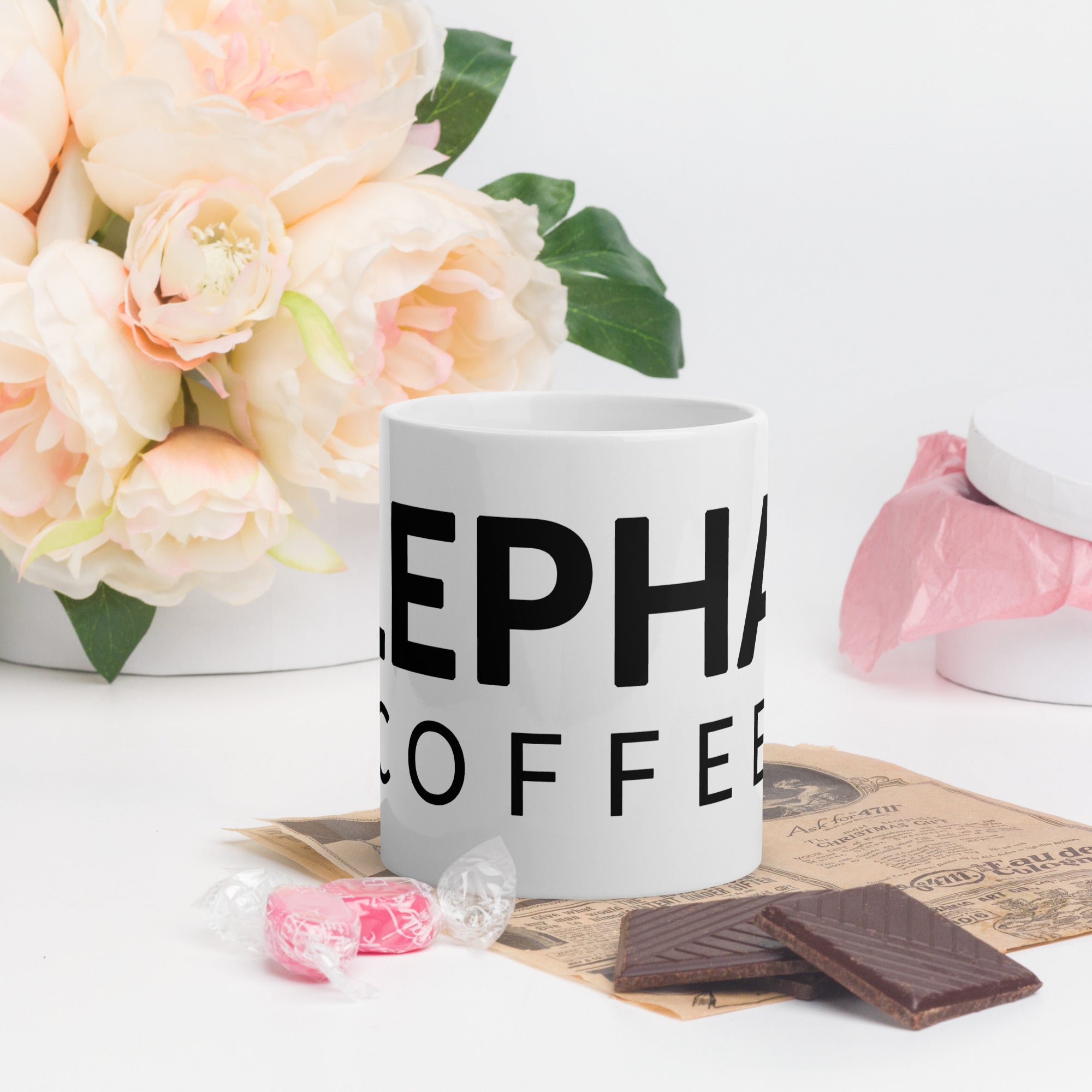 Elephas Coffee - 11oz Ceramic Mug - Glossy White