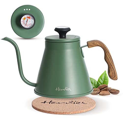 Bouilloire à col de cygne Harriet, bouilloire à bec verseur de 37 oz (1,1 L) avec thermomètre intégré