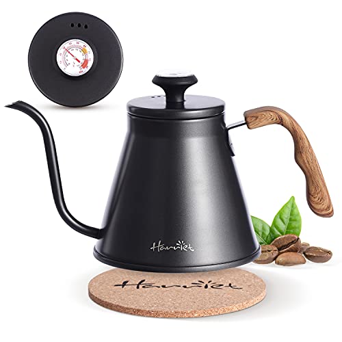 Bouilloire à col de cygne Harriet, bouilloire à bec verseur de 37 oz (1,1 L) avec thermomètre intégré