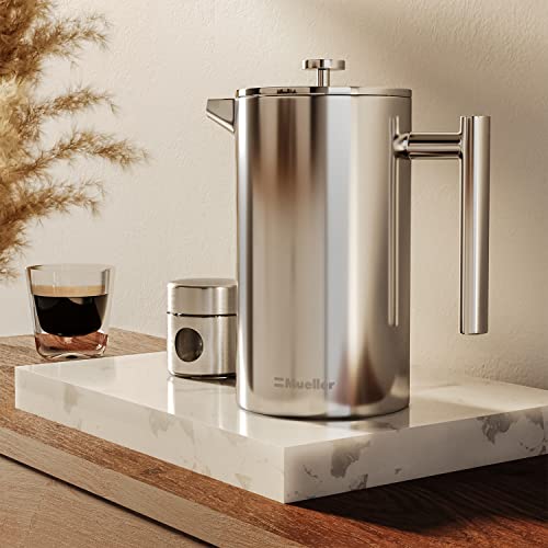 Mueller French Press Double Insulated 304 Stainless Steel Coffee Maker 4 Level Filtration System