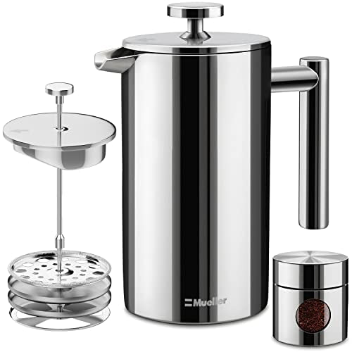 Mueller French Press Double Insulated 304 Stainless Steel Coffee Maker 4 Level Filtration System