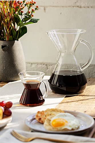 CHEMEX Bundle: 8-Cup Glass Carafe, 100 Natural Square Bonded Filters