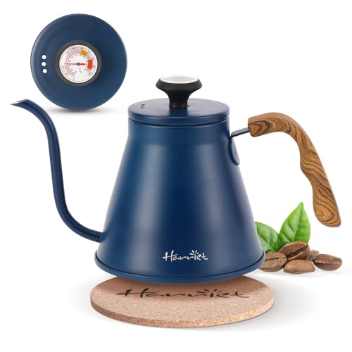 Bouilloire à col de cygne Harriet, bouilloire à bec verseur de 37 oz (1,1 L) avec thermomètre intégré