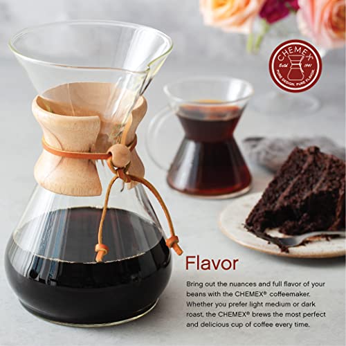 CHEMEX Bundle: 8-Cup Glass Carafe, 100 Natural Square Bonded Filters