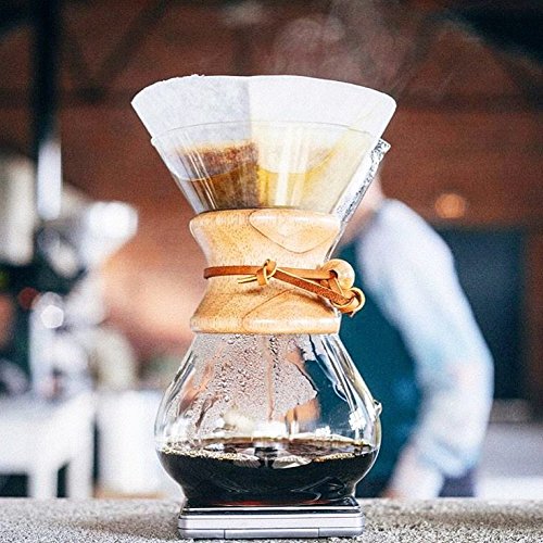 CHEMEX Bundle: 8-Cup Glass Carafe, 100 Natural Square Bonded Filters