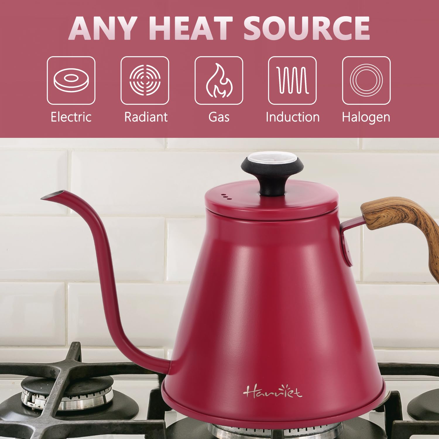 Harriet Gooseneck Kettle Pour Over Kettle with Built-in Thermometer