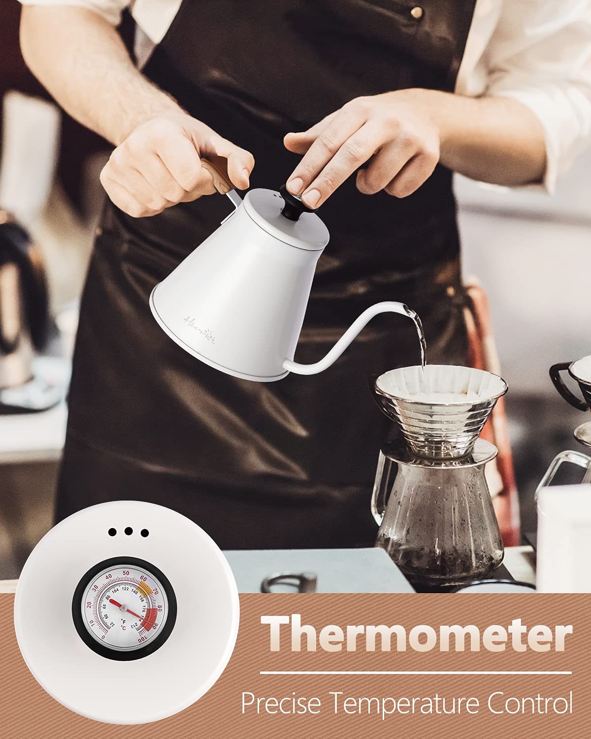 Harriet Gooseneck Kettle Pour Over Kettle with Built-in Thermometer