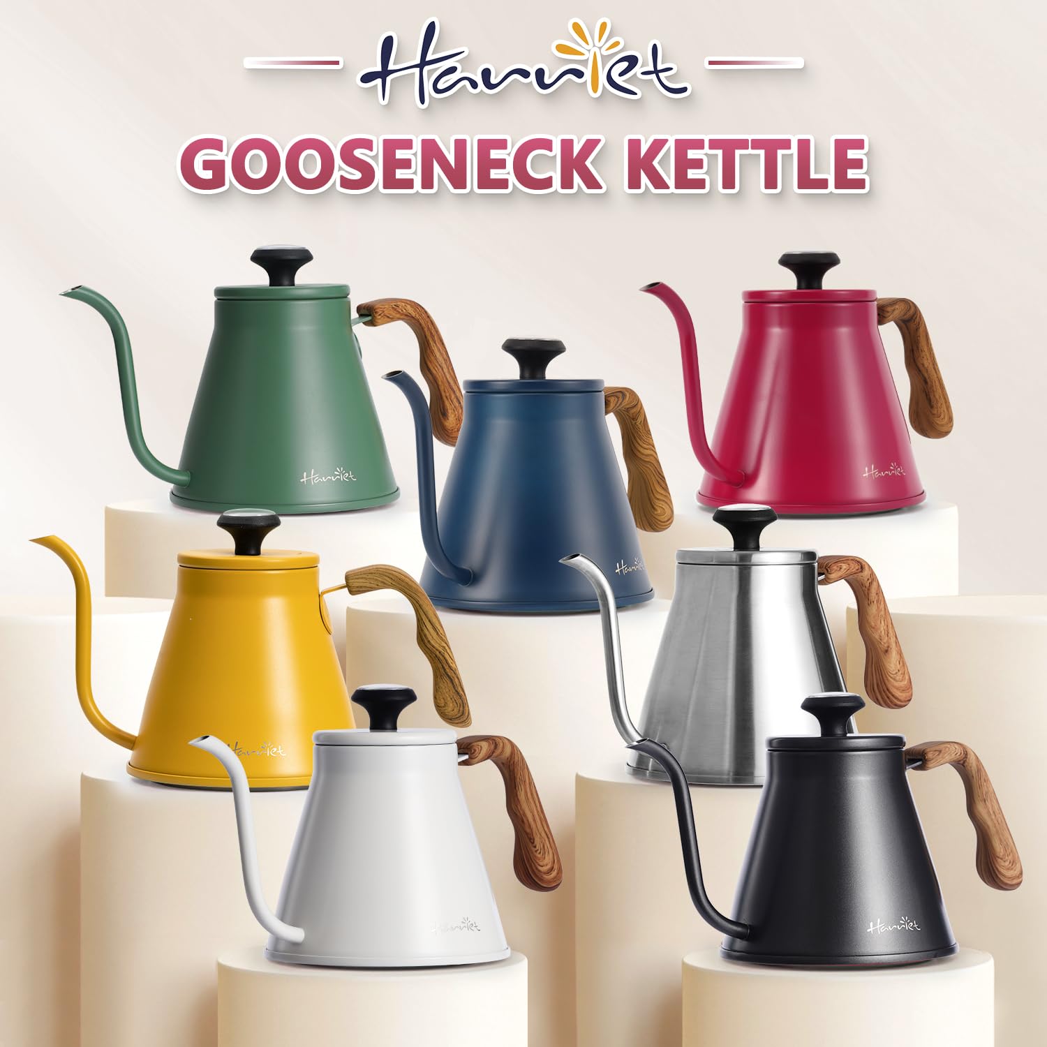 Harriet Gooseneck Kettle Pour Over Kettle with Built-in Thermometer