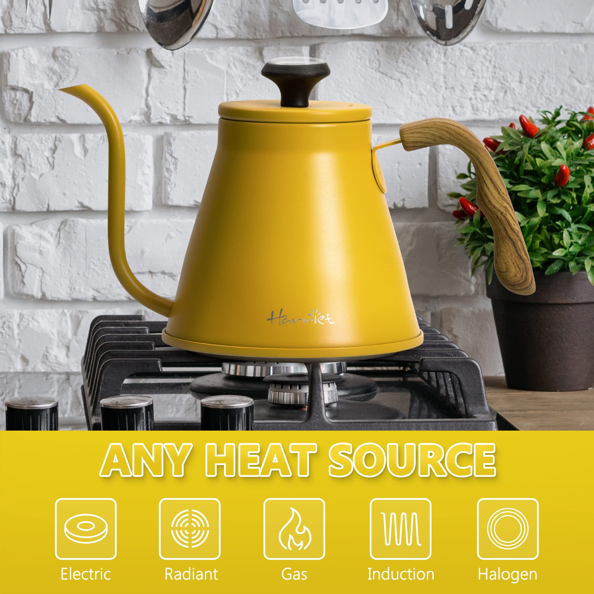 Harriet Gooseneck Kettle Pour Over Kettle with Built-in Thermometer