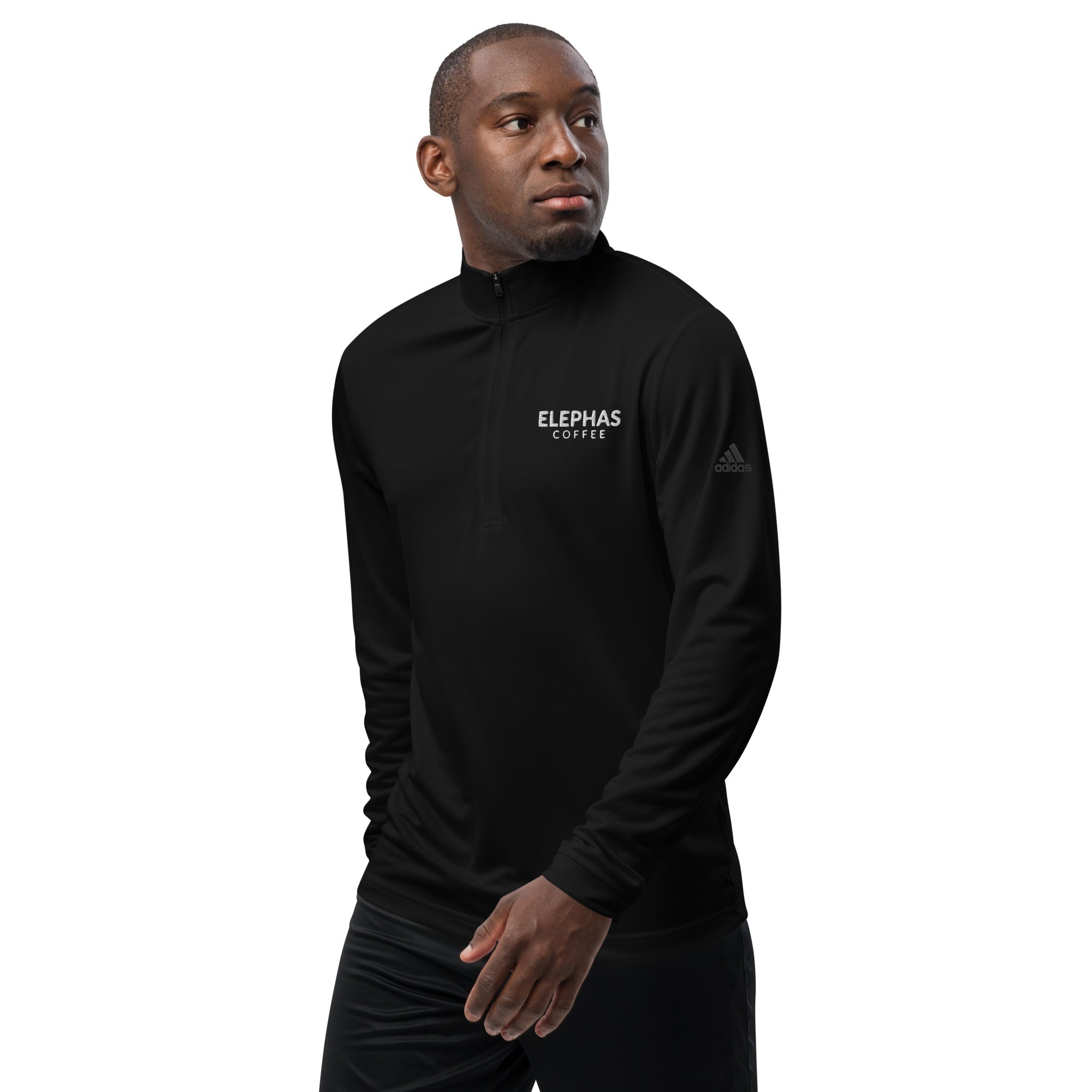 Elephas Coffee Adidas Quarter Zip Pullover- Black