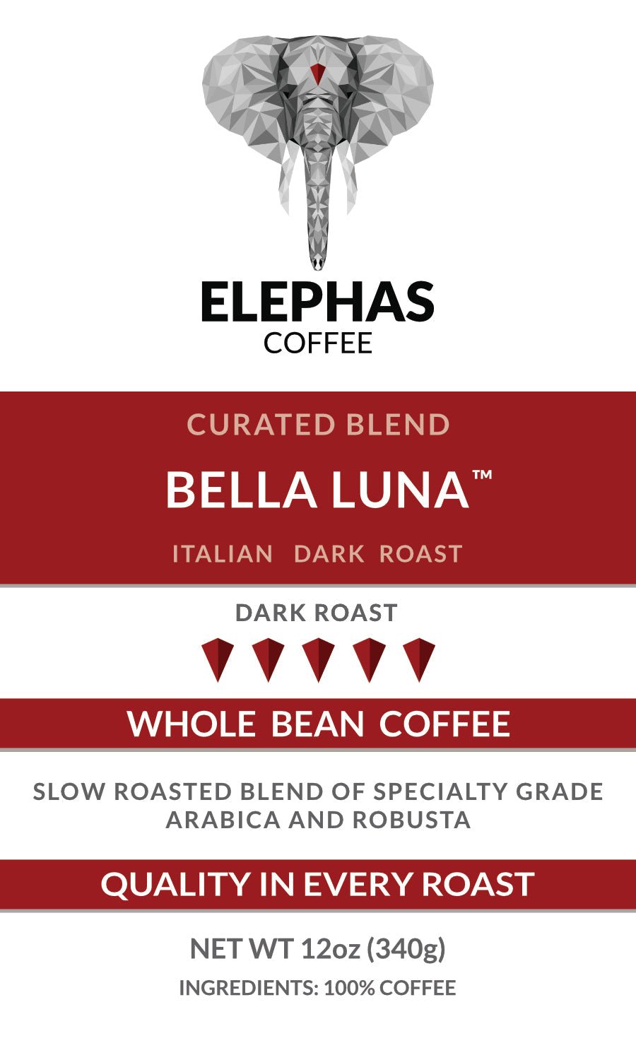 Bella Luna Dark Italian Roast Curated Coffee Blend from Elephas Coffee - Elephas Coffee®