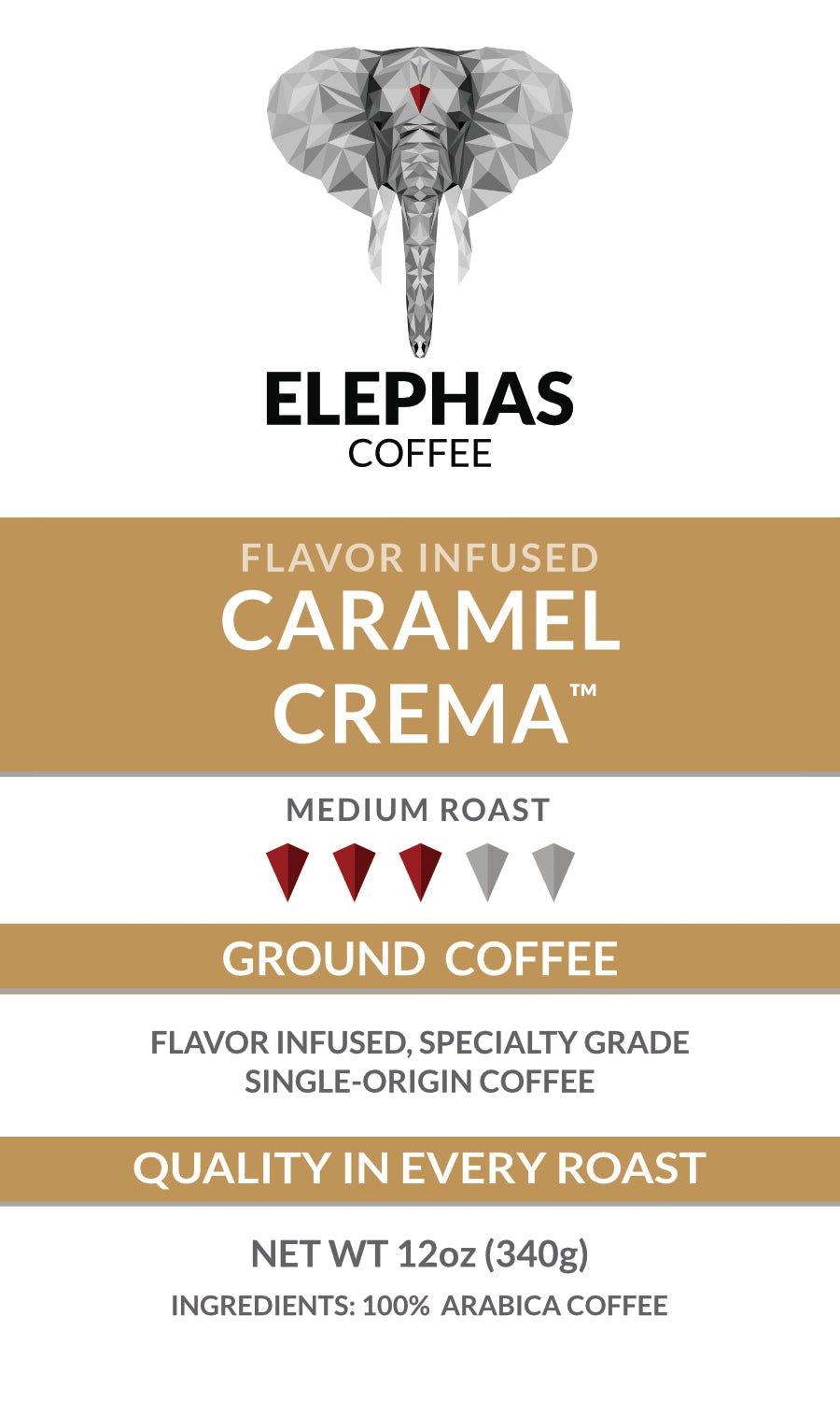 Café de spécialité infusé à la saveur de crème au caramel d'Elephas Coffee