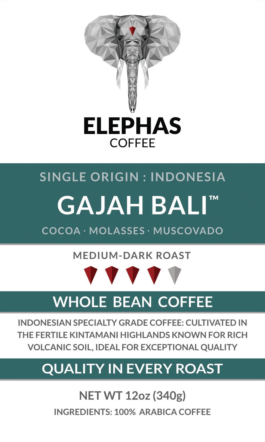 GAJAH BALI Indonésie Café d'Origine Unique