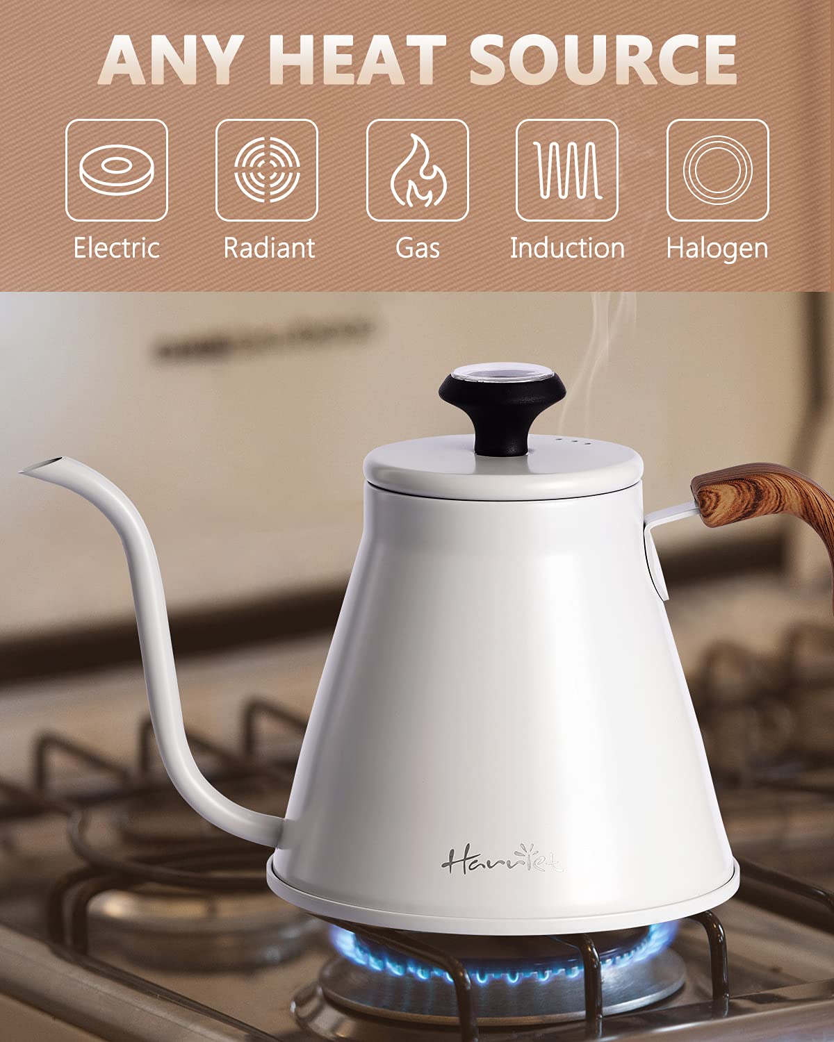 Harriet Gooseneck Kettle Pour Over Kettle with Built-in Thermometer